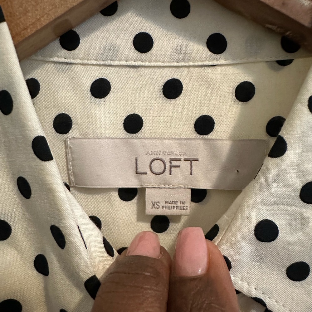 LOFT Polka Dot Shirt - Black and White - Picture 5 of 8